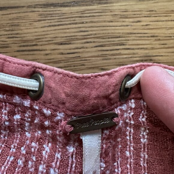 Free People‎ Women Size Large Blouse Bohemian Hippie Cottagecore Tie Top Long - Picture 4 of 11